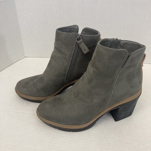 Dr Scholls Suede Finderkeeper Boots Womens Size 7M Gray Block Heel Ankle Booties - Picture 8 of 15